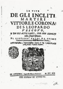 Il libro sulla vita di san Vittore e santa Corona stampato ad Ancona nel 1620